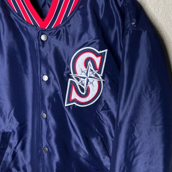 Seattle Mariners X Gonzaga Satin Quilt Lined Bomber Jacket Medium - Picture 2 of 6